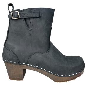 Sangrens Women’s Manhattan Swedish Black Wooden Clog Boots Size 40 US 9/9.5